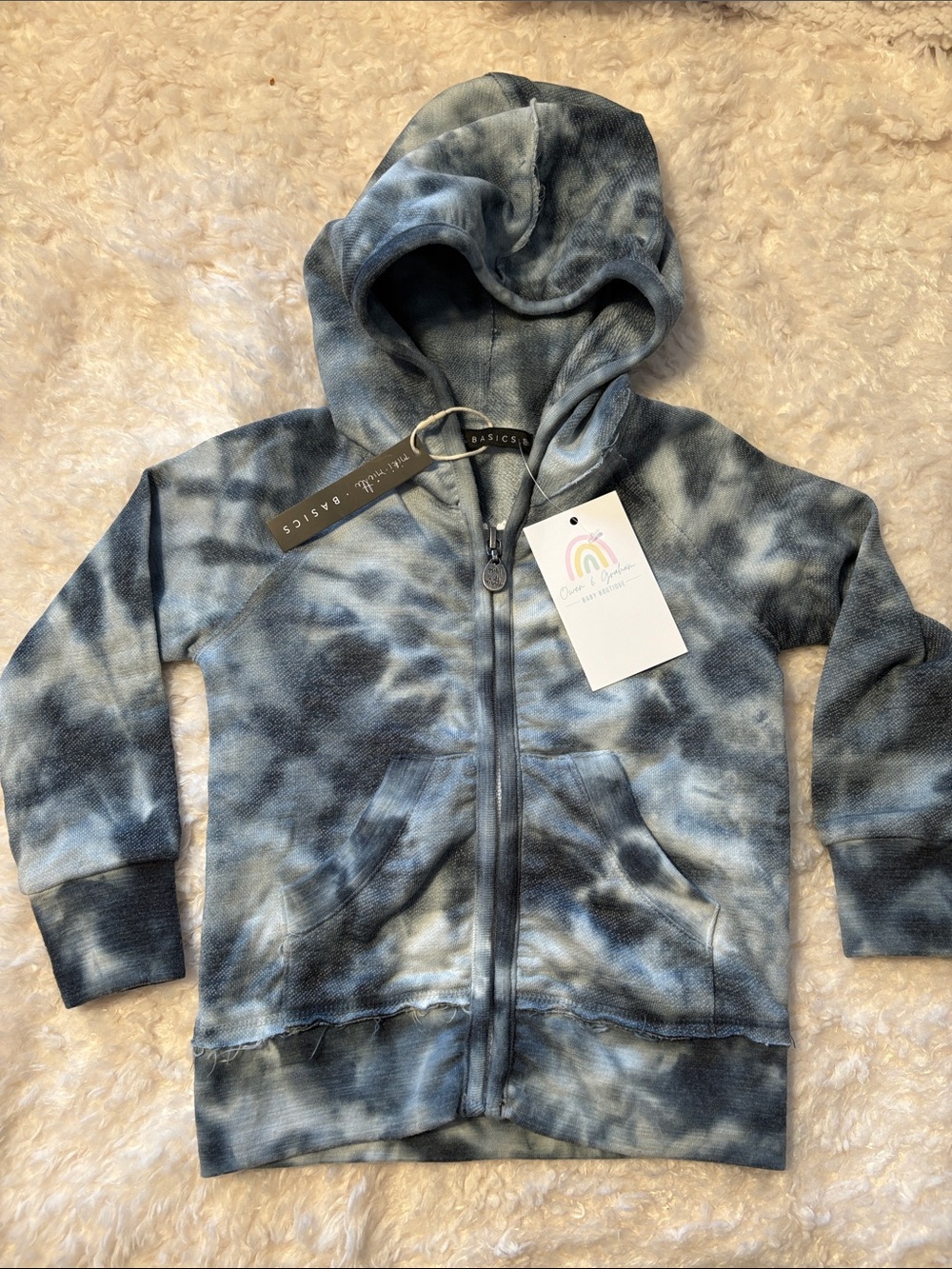 Miki Miette Tie-Dye Indigo & Midnight Hooded Zip Sweatshirt - 18M NWT